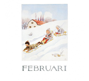 Postkaart Februari (Elsa Beskow)