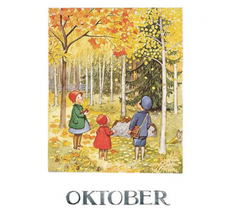 Postkaart oktober (Elsa Beskow)