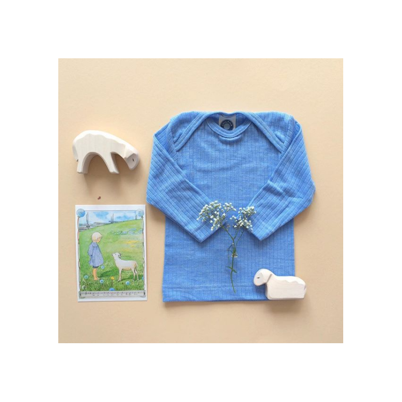 Cosilana tshirt lange mouw lichtblauw wol/zijde/katoen