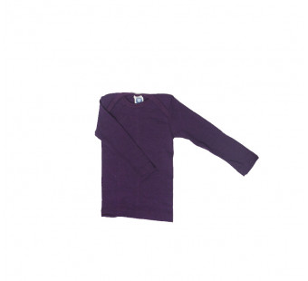 Cosilana lange mouw t-shirt met envelophals 70% wol 30% zijde  donkerpaars(71033)