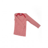 Cosilana lange mouw t-shirt met envelophals 70% wol 30% zijde  rood wit gestreept