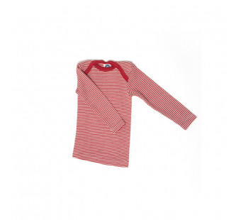 Cosilana envelope-neck vest long sleeve 70% wool 30% silk red striped (71033)