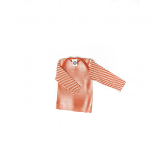 Cosilana envelope-neck vest long sleeve 70% wool 30% silk orange striped (71033)
