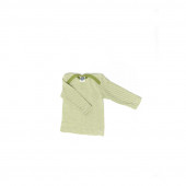 Cosilana lange mouw t-shirt met envelophals 70% wol 30% zijde  groen wit gestreept