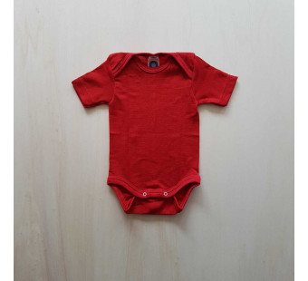 Cosilana short sleeved baby romper 70% wool 30% silk  red (71052)