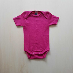 Cosilana short sleeved baby romper 70% wool 30% silk  pink (71052)