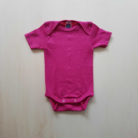 Cosilana short sleeved baby romper 70% wool 30% silk  pink (71052)
