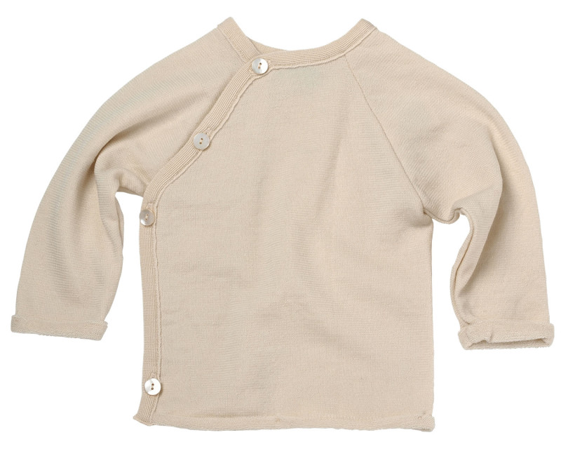 Reiff wool silk wrap round terry cardigan natural