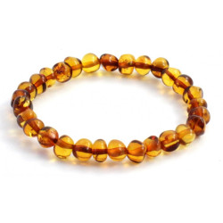Amber elastische armband voor volwassenen cognac kleurig