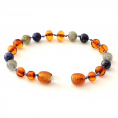 Amber bracelet for babies and children with labradorite and lapis lazulli