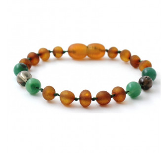 Raw amber bracelet Jade and Quartz