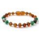 Barnsteen armband ongepolijste cognac met Jade en kwarts