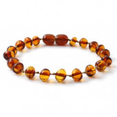 Amber bracelet for babies and children cognac bean