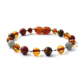 Amber bracelet for babies and children with labradorite and lapis lazulli