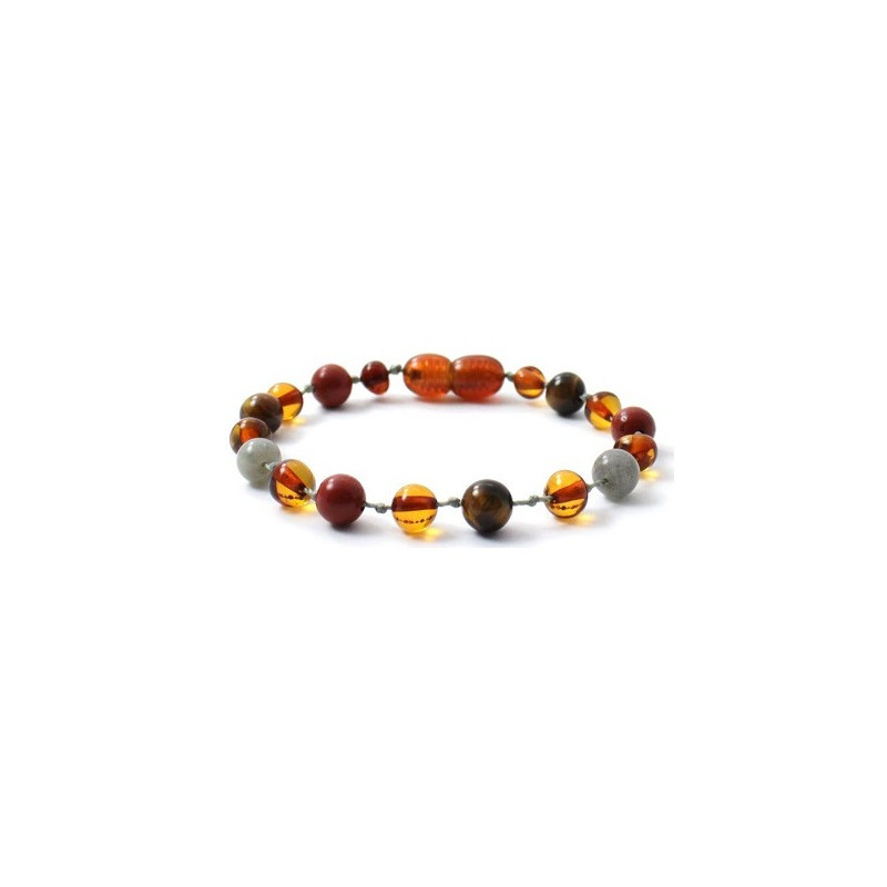Amber bracelet for babies and children with labradorite and lapis lazulli