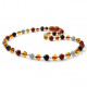amber necklace cognac with Red Jasper, Labradorite and Tiger Eye