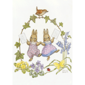 postal card Two rabbits with letters