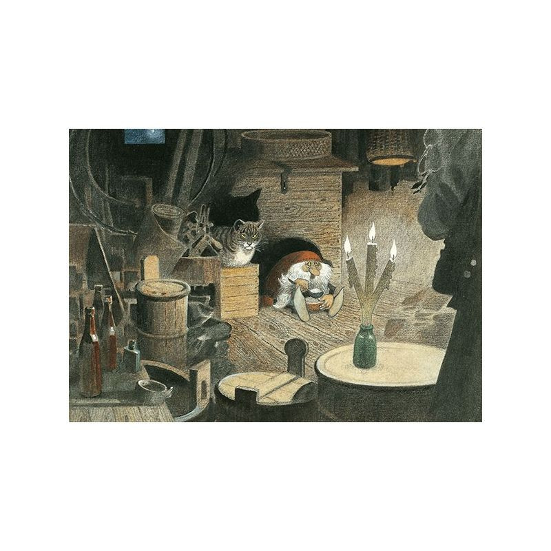 Postal card Tomte is eating  (Wiberg)