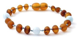 Amber bracelet for babies and children cognac bean
