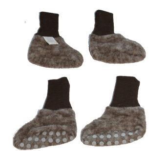 Cosilana baby boots made of woolcotton fleece  brown (48910)