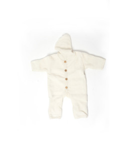 Cosilana woolcotton fleece suit with foldable gloves and booties natural (48918)