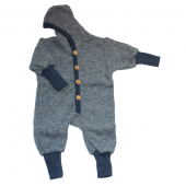 Cosilana Baby Hooded overall made of woolcottonfleece latte macchiato melange (48928)