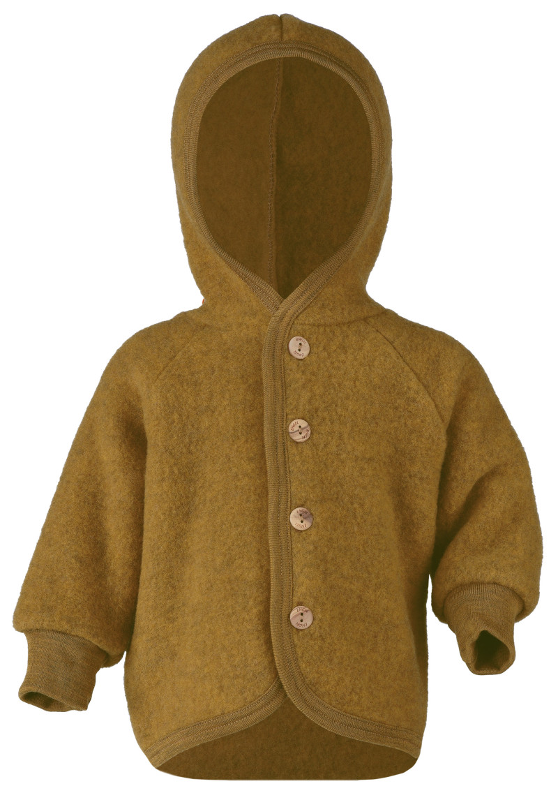 Engel woolfleece jacket with hood Saffron