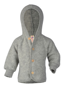 Engel woolfleece jacket with hood light grey melange
