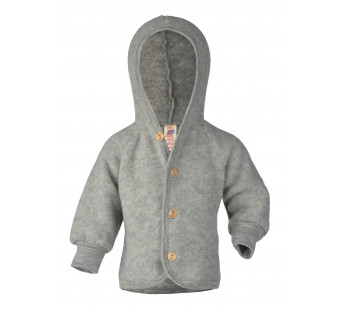 Engel Natur woolfleece jacket with hood light grey melange