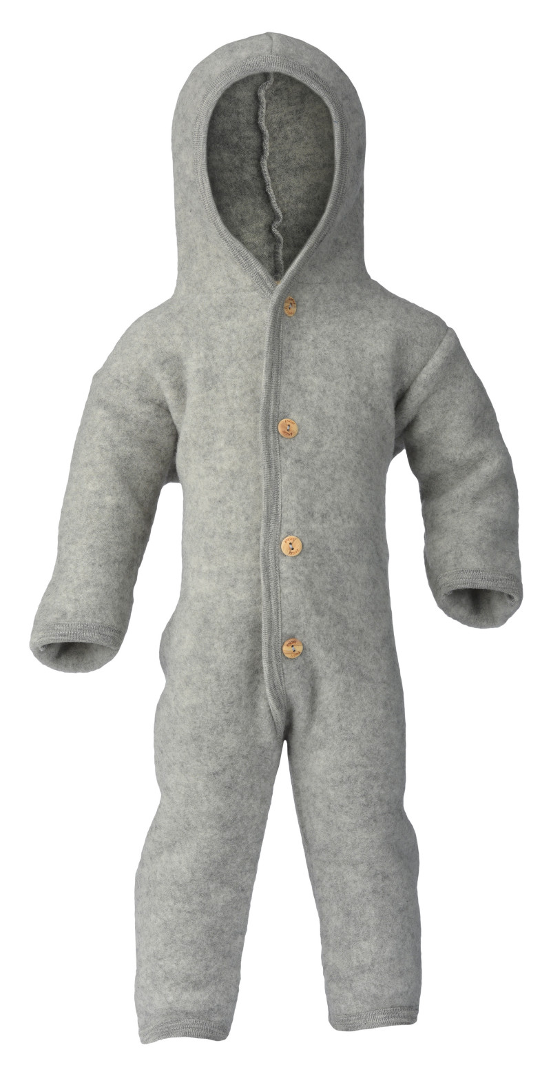 Engel woolfleece overall with hood light grey melange