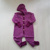 Cosilana Baby Hooded overall made of woolcottonfleece wine red (48928)