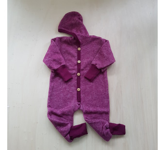 Cosilana Baby Hooded overall made of woolcottonfleece wine red (48928)