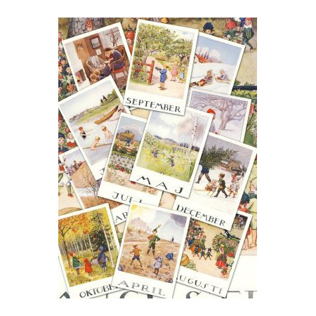 Set of 12 cards months of the year - Elsa Beskow