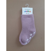 Joha roze wollen sokken antislip 90% wol (95016)