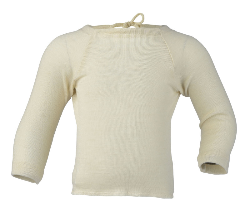 Engel wrap over vest long sleeved wool silk natural