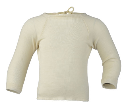 Engel wrap over vest long sleeved wool silk natural