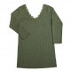 Joha wool silk longsleeve green with deep neck
