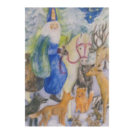 Postkaart sint nicolaas bij de dieren Ilona Bock