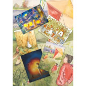 Set of 5 cards 'Children in Autumn'