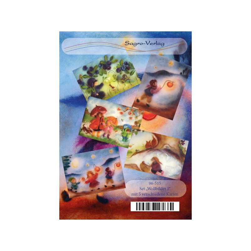 Set van 5 kaarten 'wolschilderijtjes'