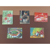 Set of 5 postal cards mushrooms