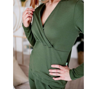 Green Rose woolen breastfeeding  pyjama kaki green