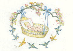 Postkaart A Baby in a basket  (Molly Brett) 117