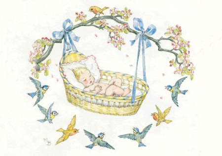 Postal card  A Baby in a basket  (Molly Brett) 117