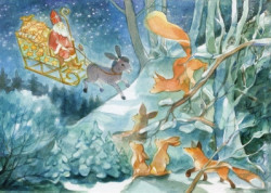 Postkaart sint nicolaas bij de dieren Ilona Bock