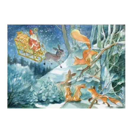 Postal card Saint Nicolaus with the animals