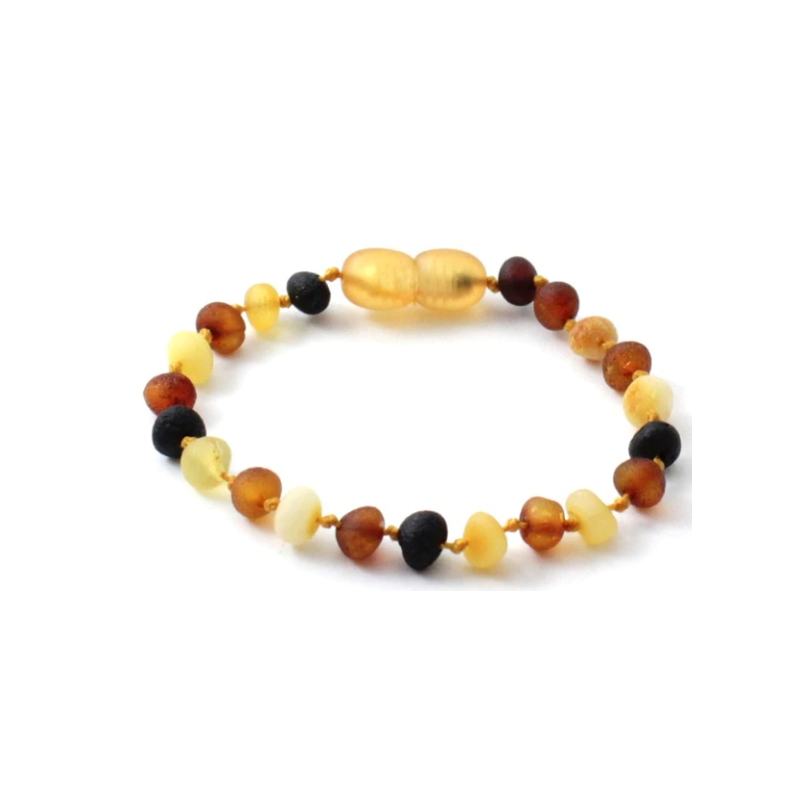Raw amber bracelet for babies and children multi colour