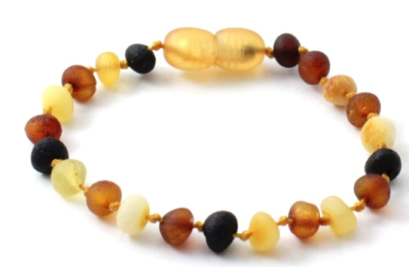 Raw amber bracelet for babies and children multi colour