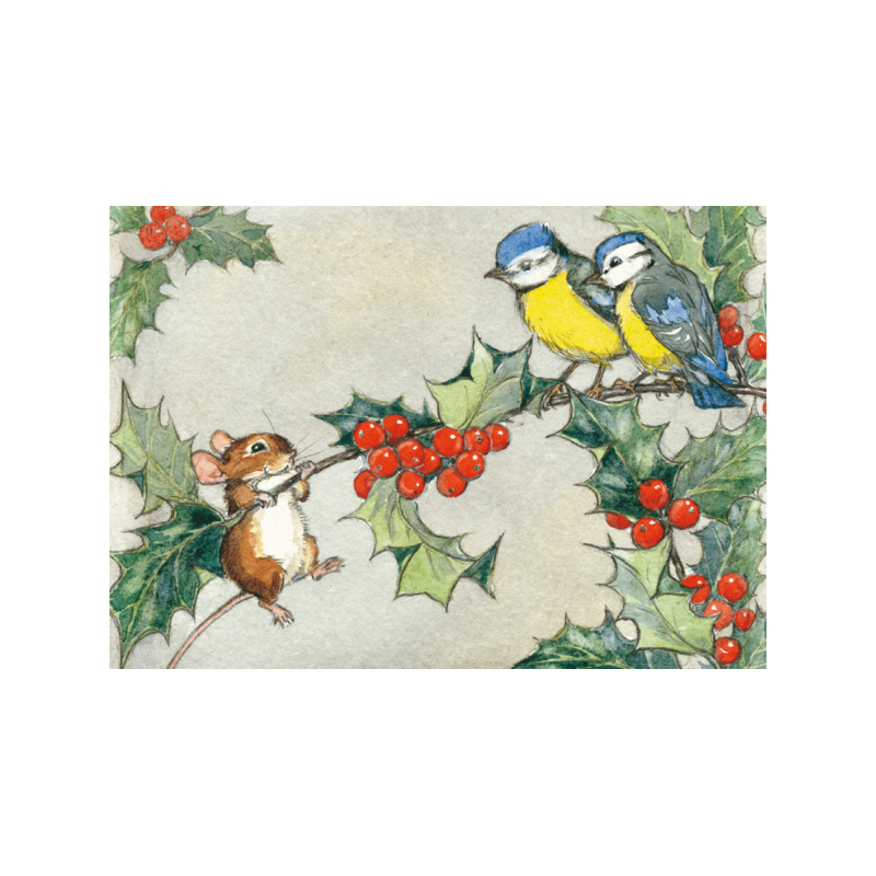 Postal card Robin and Rosehips (Molly Brett)