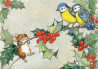 Postal card Robin and Rosehips (Molly Brett)